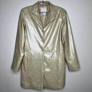 BB Dakota Brown Button Up Long Sleeve Faux-Leather Jacket Size M